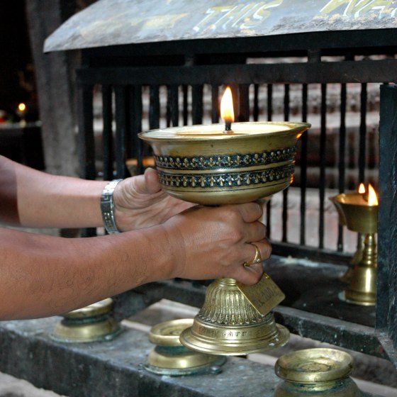 Brass Butter Lamp, Pair — Handicrafts & Metalwork