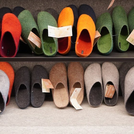 Felted Slippers, Leather Sole — Felt & Wool